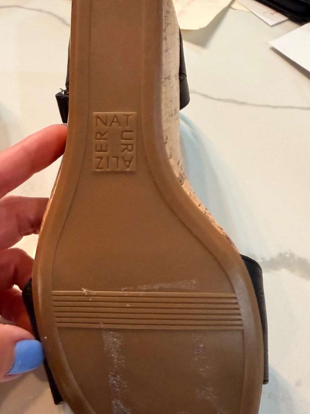 Naturalizer Black Cork Wedge Sandals — Women - Picture 3 of 5